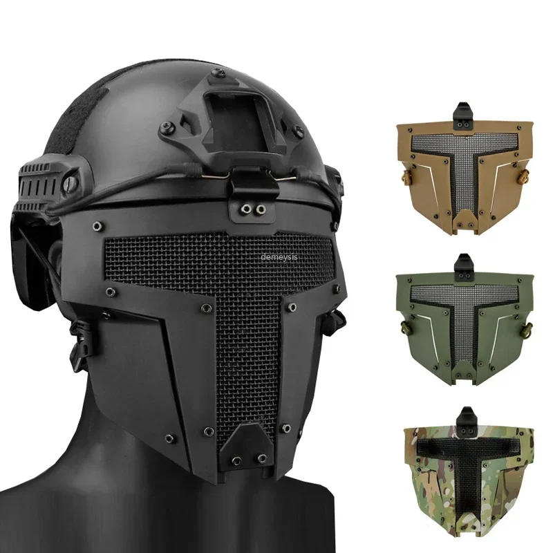 Camo Face Paint - Full Face Mask Breathable ตาข่ายเหล็กยุทธวิธี Paintball